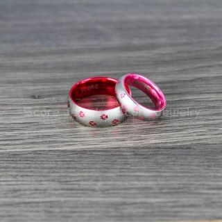Cat Paws Ring, Kitten Ring, Kitten Paw Ring, Red Cat Paws Ring, Kitten Ring, Cat Paw Jewelry, Cat Paws Wedding Band, Cat Lover Ring, Pink Tungsten Ring, Red Wedding Band, Cat Lover Jewelry