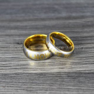 Star Wars Rings, 2 Piece Couple Set Star Wars Rings, Star Wars Wedding Bands, I Love You I Know Ring, 14K Yellow Gold Wedding Rings, 14K Yellow Gold Tungsten Bands, Star Wars Wedding Bands