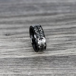 Binary Ring, Electronics Ring, Circuit Board Ring, Black Binary Tungsten Ring, Black Wedding Band, Black Tungsten Wedding Band