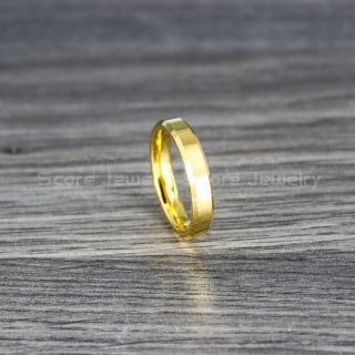 Classic 4mm 14K Yellow Gold Tungsten Ring with Beveled Edge, Yellow Gold Tungsten Wedding Band, Yellow Gold Wedding Band, Yellow Gold Wedding Ring, Yellow Gold Tungsten Wedding Ring