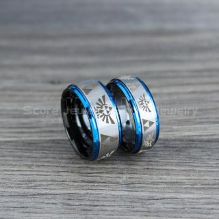 Zelda Rings, Gamer Rings, 2 Piece Couple Set Legend of Zelda Rings, Zelda Wedding Rings, Zelda Wedding Bands, Black Tungsten Rings, Black Wedding Bands