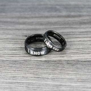 Star Wars Rings, 2 Piece Couple Set Star Wars Rings, Star Wars Wedding Bands, I Love You I Know Ring, Black Wedding Rings, Black Tungsten Bands, Star Wars Wedding Bands
