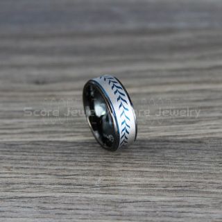 Baseball Ring, Baseball Stitch Pattern Ring, Black Tungsten Ring, Black Ring, Black Wedding Band, Black Wedding Ring, Baseball Stitch Ring, Black Wedding Band