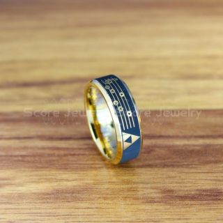 Zelda Ring, Gamer Ring, Song of Time Ring, Ocarina of Time Ring, Legend of Zelda Ring, Zelda Wedding Ring, Zelda Wedding Band, 14K Yellow Gold Tungsten Ring, Yellow Gold Wedding Band