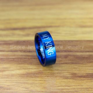 King and Queen Rings, King & Queen Rings, King Queen Wedding Ring, King Queen Wedding Bands, King Ring, Queen Ring, Blue Tungsten Rings King & Queen Ring