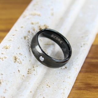 Black Tungsten Ring, Black Tungsten Wedding Band with AAAAA White CZ Stone, Black Wedding Band, Black Wedding Ring, Black Tungsten Wedding Band