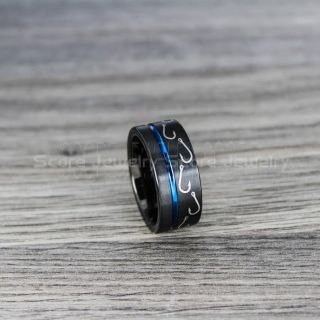 Fishing Ring, Fish Hook Ring, Black Tungsten Ring, Black Wedding Band, Hunting Ring, Fish Hooks Wedding Band, Black Tungsten Wedding Band