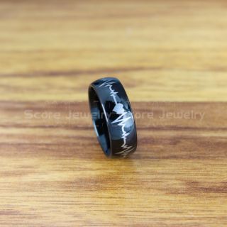 Heartbeat Ring, Heartbeat Wedding Band, Black Tungsten Wedding Band, Black Wedding Band, Heartbeat Wedding Ring, Black Wedding Ring
