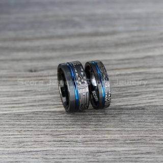 Circuit Board Rings, Circuit Board Jewelry, Technology Ring, Engineer Rings, 2 Piece Couple Set Circuit Board Rings, Black Tungsten Ring, Geek Rings, Geek Jewelry