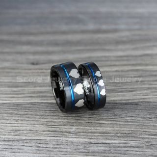 Legend of Zelda Rings, 8 Bit Hearts Rings, 2 Piece Couple Set Zelda Wedding Rings, Zelda Wedding Bands, Gamer Rings, Black Tungsten Rings, Black Wedding Bands, 8 Bit Hearts Zelda Rings