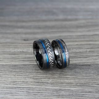2 Piece Couple Set Baseball Rings, Baseball Stitch Pattern Rings, Black Tungsten Rings, Black Rings, Black Wedding Bands, Black Wedding Rings, Baseball Stitch Rings, Black Tungsten Bands
