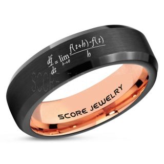 Differential Calculus Equation Ring, Differential Calculus Ring, Calculus Ring, Science Jewelry, Teacher Ring, Teacher Jewelry, Black Tungsten Ring