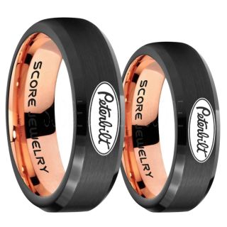 Peterbilt Rings, Peterbilt Jewelry, 2 Piece Couple Set Black Tungsten Rings, Trucker Rings, Truck Driver Rings, Driver Rings, Black Tungsten Wedding Bands
