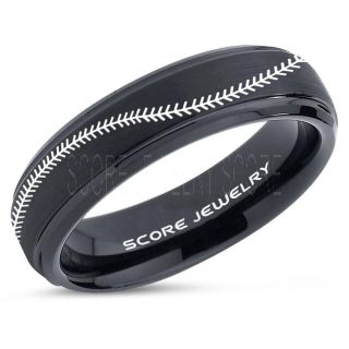 Baseball Ring, Baseball Stitch Pattern Ring, Black Tungsten Ring, Black Ring, Black Wedding Band, Black Wedding Ring, Baseball Stitch Ring, Black Wedding Band