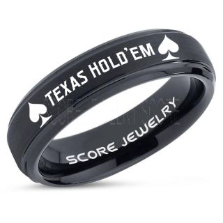 Texas Holdem Poker Ring, Poker Ring, Ace of Spades Ring, Poker Jewelry, Blackjack Ring, Casino Ring, Joker Ring, Poker Wedding Ring, Black Tungsten Ring