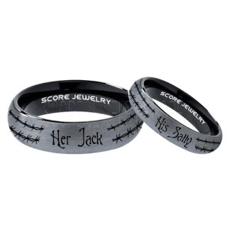 Jack and Sally Rings, Jack and Sally Wedding Bands, Silver Tungsten Rings, Silver Tungsten Wedding Bands, Jack and Sally Wedding Rings, Matching Couple Rings