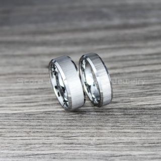 Classic Silver Tungsten Rings, Silver Tungsten Wedding Bands, 2 Piece Couple Set Silver Wedding Bands, Silver Wedding Rings, Silver Tungsten Wedding Rings