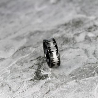 Sound Wave Ring, Custom Sound Wave Ring, Physics Ring, Science Ring, Science Teacher Ring, Science Jewelry, Teacher Jewelry, Black Wedding Ring, Black Wedding Band