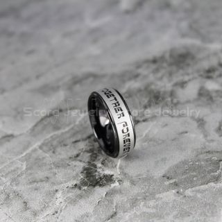 Together Forever Through Time and Space Hebrew Theme Ring, Judaica Wedding Band, Black Tungsten Ring, Black Tungsten Wedding Band, Black Wedding Band, Black Wedding Ring, Black Tungsten Wedding Ring