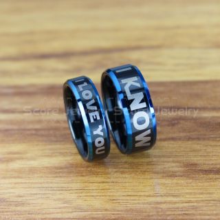 Star Wars Rings, Star Wars Jewelry, I Love You I Know Rings, 2 Piece Couple Set Star Wars Rings, Star Wars Wedding Bands, Matching I Love You I Know Rings, Black Wedding Rings, Black Tungsten Bands, Star Wars Wedding Bands