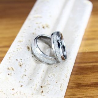 Meteorite Rings, 2 Piece Couple Set Tungsten Bands with Meteorite Inlay, Meteorite Wedding Bands, Meteorite Wedding Rings, Silver Tungsten Rings, Silver Wedding Bands