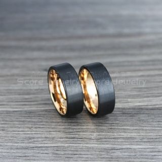 Black Tungsten Rings, Classic Black Tungsten Wedding Bands, 2 Piece Couple Set Black Wedding Bands, Black Wedding Rings, Black Tungsten Wedding Rings