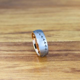 Baseball Ring, Baseball Stitch Pattern Ring, 8mm Silver Tungsten Ring, Baseball Jewelry, Silver Wedding Band, Silver Wedding Ring