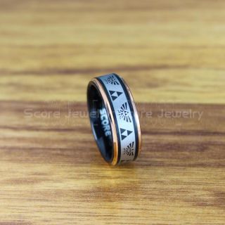Zelda Ring, Gamer Ring, Legend of Zelda Ring, Zelda Wedding Ring, Zelda Wedding Band, Black Tungsten Ring, Black Wedding Band