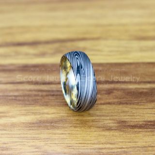 Damascus Steel Ring, Damascus Ring, Damascus Jewelry, Damascus Steel Wedding Ring, Damascus Steel Pattern Laser Engraved Tungsten Wedding Ring, Black Wedding Band