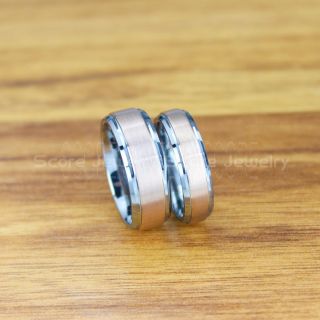 Rose Gold Tungsten Rings, 14K Rose Gold Tungsten Wedding Bands, 2 Piece Couple Set Rose Gold Wedding Bands, Rose Gold Wedding Rings, Rose Gold Tungsten Wedding Rings