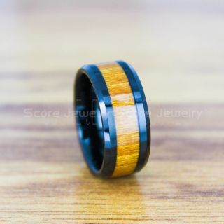 Wood Ring, Redwood Wedding Band, Black Tungsten Band with Redwood Inlay, Black Wedding Ring, Black Wedding Band, Black Wood Ring