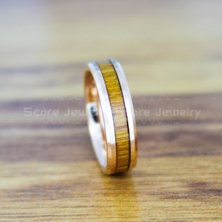Wood Ring, Redwood Wedding Band, 14K Rose Gold Tungsten Band with Redwood Inlay, Rose Gold Wedding Ring, Rose Gold Wedding Band, Rose Gold Wood Ring