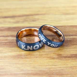 Star Wars Rings, Star Wars Jewelry, I Love You I Know Rings, 2 Piece Couple Set Star Wars Rings, Star Wars Wedding Bands, Matching I Love You I Know Rings, Black Wedding Rings, Black Tungsten Bands, Star Wars Wedding Bands