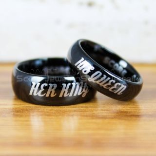 King and Queen Rings, King & Queen Rings, King Queen Wedding Ring, King Queen Wedding Bands, King Ring, Queen Ring, Matching Ring Set, 2 Piece Couple Set Blue Tungsten Rings King & Queen Ring