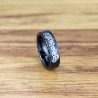 Doctor Who Ring, Gallifreyan Ring Doctor Who Jewelry, Doctor Who Wedding Band, Doctor Who Wedding Ring, 6mm Black Tungsten Ring