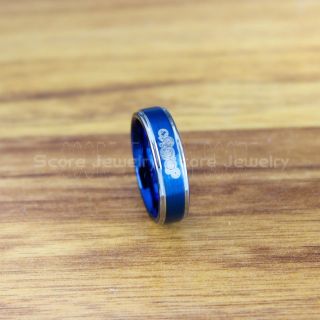 Doctor Who Ring, Gallifreyan Ring Doctor Who Jewelry, Doctor Who Wedding Band, Doctor Who Wedding Ring, 6mm Blue Tungsten Ring