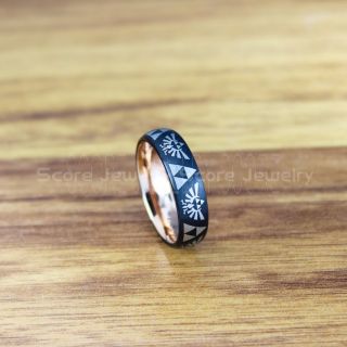 Legend of Zelda Ring, Zelda Triforce Ring, Black Zelda Wedding Ring, Black Tungsten Zelda Wedding Band, Black Tungsten Ring, Black Wedding Band, Gamer Ring