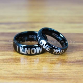 Star Wars Rings, Star Wars Jewelry, I Love You I Know Rings, 2 Piece Couple Set Star Wars Rings, Star Wars Wedding Bands, Matching I Love You I Know Rings, Black Wedding Rings, Black Tungsten Bands, Star Wars Wedding Bands