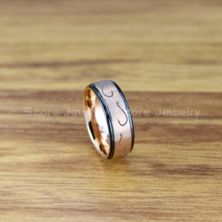 Fishing Ring, Fish Hook Ring, Fisherman Ring, 14K Rose Gold Tungsten Ring, Rose Gold Wedding Band, Hunting Ring, Fish Hooks Wedding Band, Outdoorsman Ring, Fishing Wedding Ring