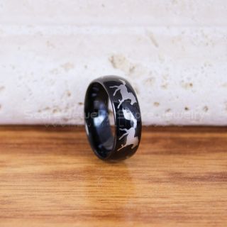 Mustang Ring, Horse Ring, Mustang Band, Equestrian Ring, Horse Lovers Ring, Western Ring, Cowboys Ring, Black Tungsten Ring, Black Wedding Band, Horse Wedding Ring
