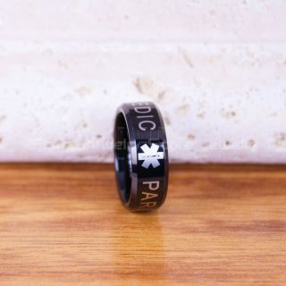 Paramedic Ring, Nurse Ring, LPN Nurse Ring, Career Ring, Paramedic Jewelry, Black Paramedic Tungsten Ring, Black Wedding Band, Black Tungsten Wedding Band