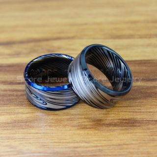 Damascus Steel Ring, Black Tungsten Ring, Black Tungsten Band, Damascus Steel Pattern Laser Engraved Tungsten Wedding Ring, Damascus Steel Wedding Band
