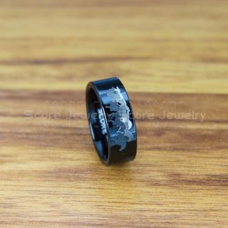 Mustang Ring, Herd of Wild Horses Ring, Horse Ring, Mustang Herd Ring, Equestrian Ring, Horse Lovers Ring, Western Ring, Cowboys Ring, Black Tungsten Ring, Black Wedding Band, Horse Wedding Ring