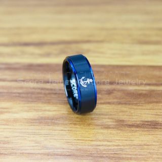 Nautical Ring, Ship Wheel Ring, Anchor Ring, Black Anchor Ring, Black Tungsten Ring, Black Nautical Ring, Ship Wheel Anchor Black Wedding Band, Black Ship Wheel Anchor Tungsten Ring