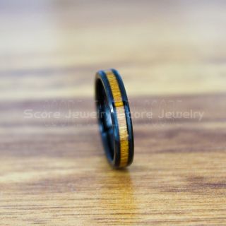 Wood Ring, Redwood Wedding Band, Black Tungsten Band with Redwood Inlay, Black Wedding Ring, Black Wedding Band, Black Wood Ring