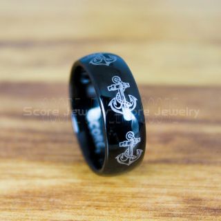 Nautical Ring, Ship Wheel Ring, Anchor Ring, Anchor Wedding Ring, Black Wedding Band, Black Tungsten Band, Black Wedding Ring, Black Tungsten Wedding Ring
