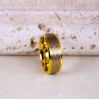 Claddagh Ring, Claddagh Wedding Band, Celtic Ring, Trinity Knot Wedding Ring, Trinity Knot Wedding Band, Yellow Gold Claddagh Wedding Band, Yellow Gold Claddagh Tungsten Ring
