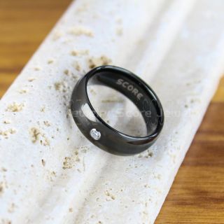 Classic 8mm Black Tungsten Ring, Black Tungsten Wedding Band with AAAAA White CZ Stone, Black Wedding Band, Black Wedding Ring, Black Tungsten Wedding Ring