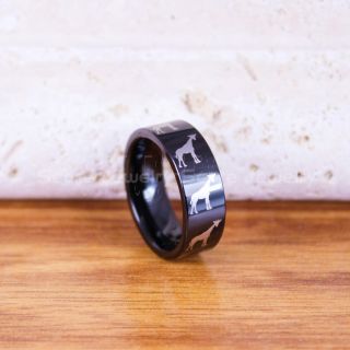 Giraffe Ring, Black Giraffe Ring, Giraffe Tungsten Ring, Giraffe Jewelry, Africa Ring, Africa Jewelry, Black Tungsten Wedding Band