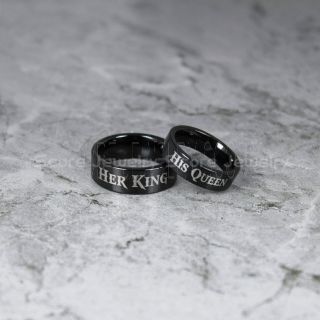 King and Queen Rings, King & Queen Rings, King Queen Wedding Ring, King Queen Wedding Bands, King Ring, Queen Ring, Matching Ring Set, 2 Piece Couple Set Blue Tungsten Rings King & Queen Ring